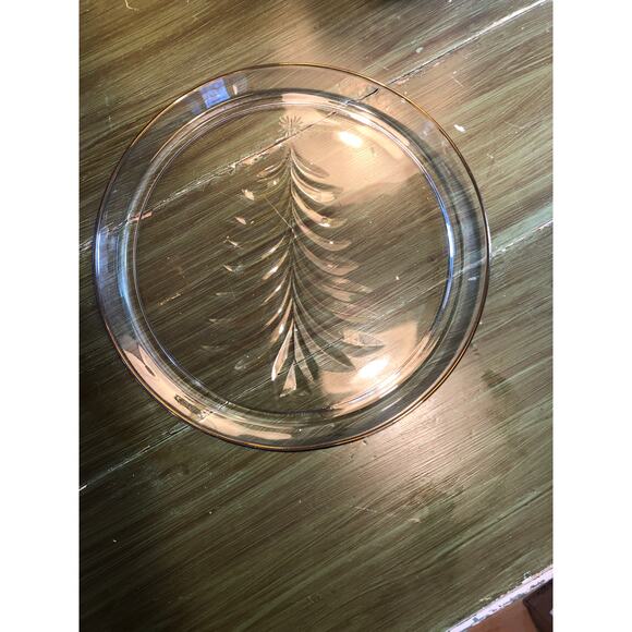 Indiana Glass Vintage EUC Holiday Gold Tree Platter - Picture 1 of 6